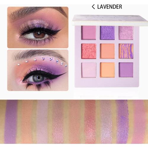 New 9 color matte glitter eyeshadow lavender pink mint red purple yellow eyeshadow powder dust summer matte eyeshadow palette