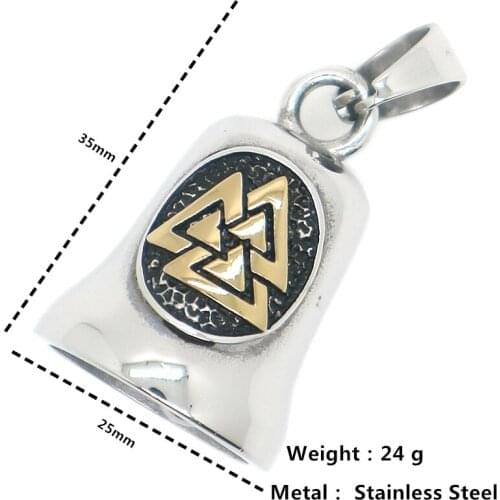 Unisex 316L Stainless Steel Newest Vikings Gloss Gold-Silver Bell Pendant