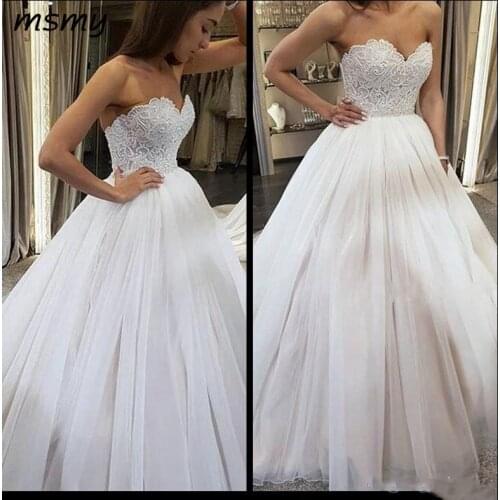 Vintage Sweetheart Beaded Lace Bodice Ball Gown Wedding Dresses Backless Tulle vestido de noiva Bride Dress