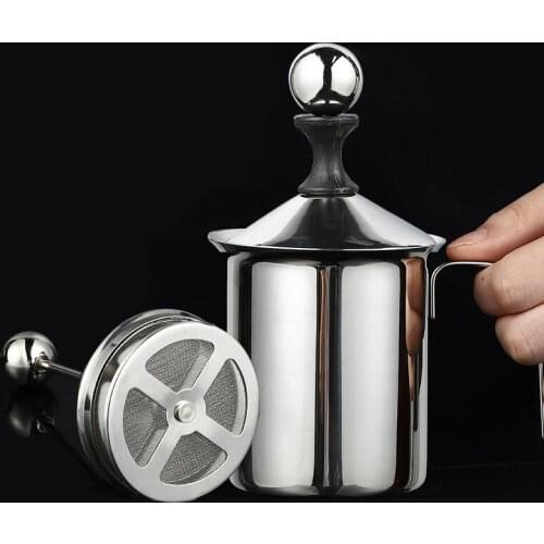 400ml 800ml Manual Double Mesh Milk Frother Stainless Steel Home Bar Coffee Shop Milk Creamer Milk Foam Cappuccino Latte Tools