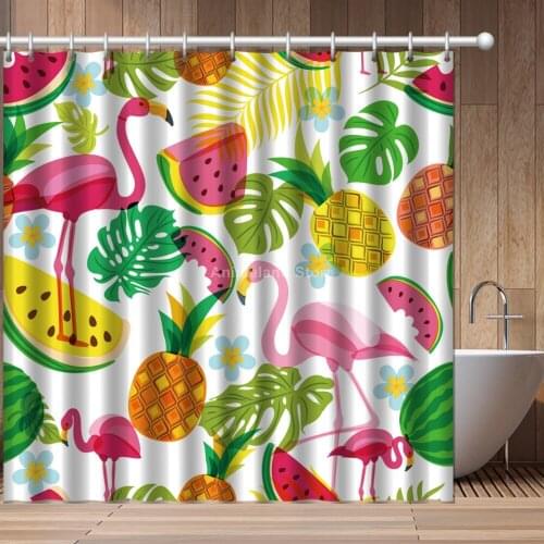 Cartoon Leaf Flower Flamingo 3D Print Shower Curtain Bathroom Set With Waterproof Hook Bath Curtains Cartoon Kids African Funny