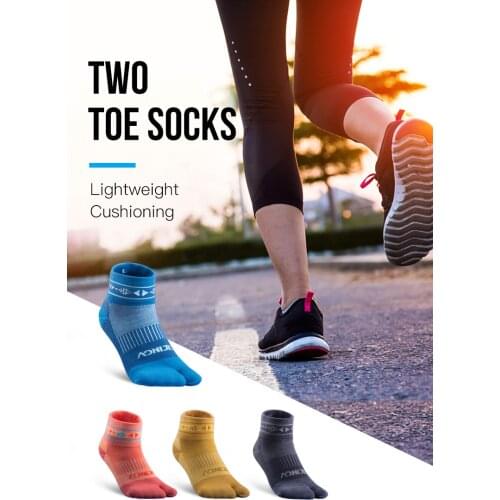 2 Pairs/Set AONIJIE Sports Two Toe Socks Athletic Performance Cushion Compression Toesocks For Running Walking Training