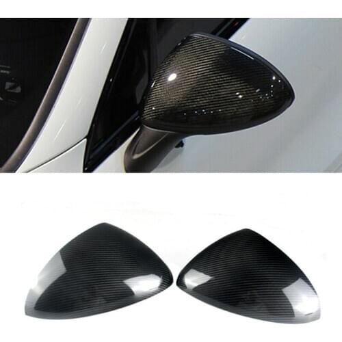 2Pcs Car Carbon Fiber Side Rear View Mirror Cover Trim for-Porsche Cayenne 958 2011-2014