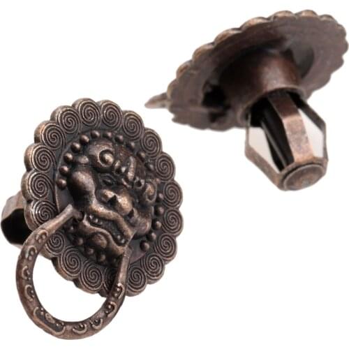 2pcs Pull Knobs 24*19mm Ring Cabinet Dresser Drawer Pull Handle Cabinet Dresser Drawer Lion Pull Handle