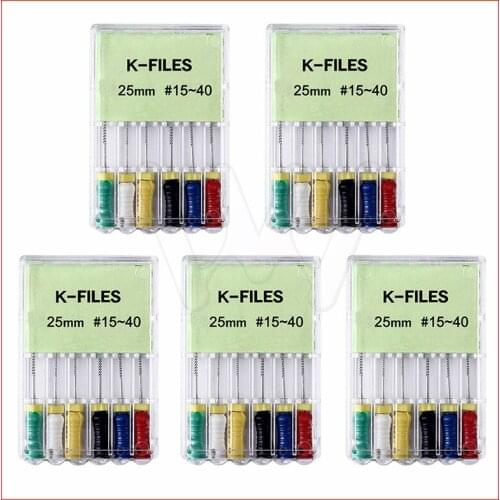 5pcs Dental Endodontic K-files #15-40# For Endo Root Canal Hand Use File Niti 25mm