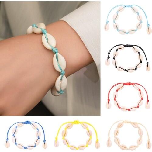 6 Color Braided Rope Shell Bracelet Fashion Natural Cowrie Sea Shell Anklet Bracelet Chain Women Summer Bohemia Jewelry Gift