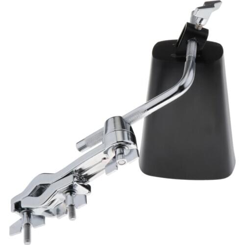 6' Metal Cow Bell Noise Maker Percussion Musical Instrument Mountable w/ Stand Clamp for Drum with Mounting Bracket