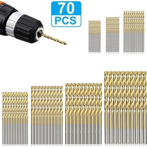 70PCS Drill Bits Set High Speed Steel Titanium Twist Drill Bits Kit For Plastic Aluminum Alloy Soft Metal High Quality