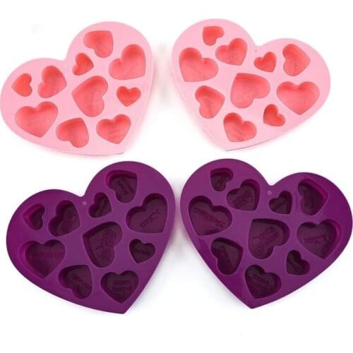 English Love Heart Shape Silicone Molds DIY Candy Chocolate Soap Moulds Fondant Cake Decorating Tools Kitchen Bakeware