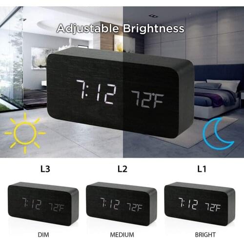 Alarm Clock Creative Wooden Electronic Watch Fast Charging Voice Control Digital Stylish Multifunctional Desktop Clocks