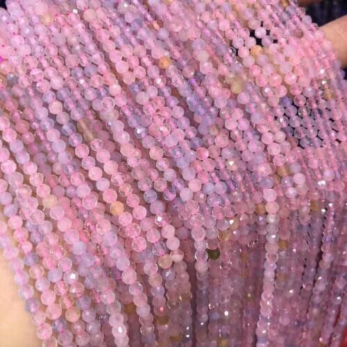 Natural Stone Beads Pink Section Morganite Loose Beads For Jewelry Making DIY Necklace Bracelet Ring Earrings Craft Accessory