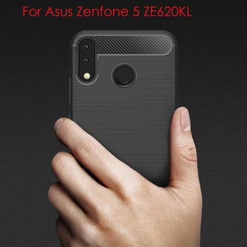 Carbon Fiber Soft TPU Phone Case For Asus Zenfone 5 2018 ZE620KL X00QD ZE620KL ZF620KL Carbon Fiber Shockproof Cover