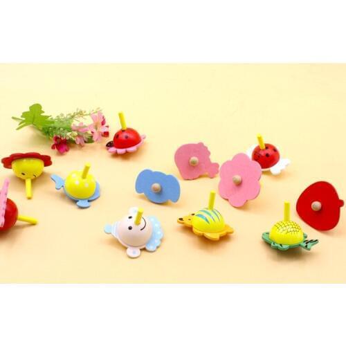 1pc Kids Wood Gyro Toys for Children Adult Relief Stress Desktop Spinning Top Toys Kids Birthday Christmas Gifts Random Color