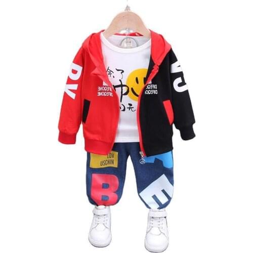 Kid Sets Spring Autumn Childrens Two-piece Suit Boys Girls Kids Hat Jacket Long-sleeved Shirt+pant Three-piece Sets 0-4 Ages