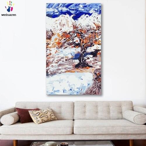 DIY colorings pictures by numbers with colors Abstract Winter snow scene picture drawing painting by numbers framed Home