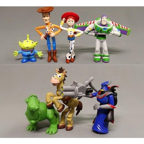 Disney 7PCS 8-11cm Toy Story Action Figure Toys Woody Jessie Buzz Lightyear Forky Bear Figura Model Doll Figurine Kids Gifts