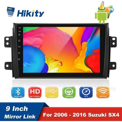 Hikity 9 Inch Android Car Multimedia Player 2 Din GPS Navigation Audio WIFI Player Mirror Link Radio For Suzuki SX4 2006 - 2016