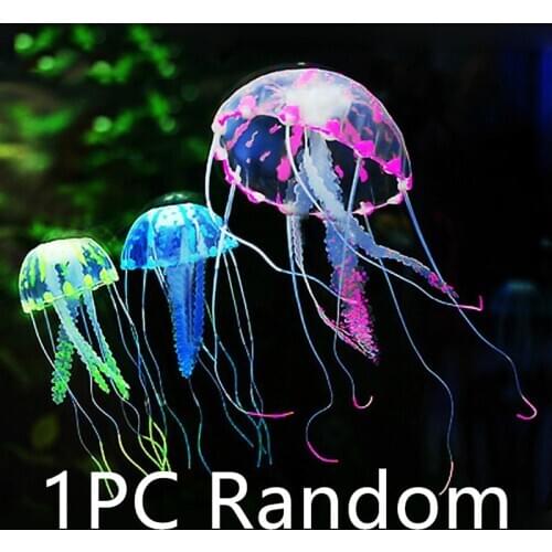 1PC Artificial Jellyfish Decoration Silicone Luminous Simulation Fish Tank Landscaping Ornaments Aquarium Landscape Decoration