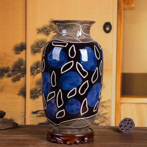 Jingdezhen Ceramics Antique Creative Kiln Vase Chinese Classical Livingroom Home Porcelain Crafts Decoration Office Ornaments
