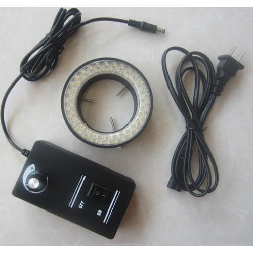 60pcs Green Color Lights LED Illuminated Zoom Adjustable Stereo Biological Microscope Ring Lamp with Adapter 220V 110V