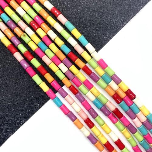 Hot Selling Colorful Cylindrical Synthetic Turquoise 3x5/4x4/4x6/6x8mm DIY Handmade Wind Chime Pendant Ladies Jewelry Accessorie