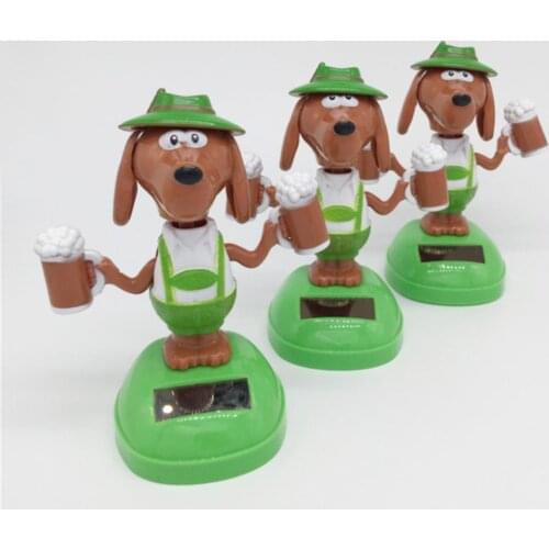 Cute Dog Popcorn Solar Powered Swinging Doll Car Interior Ornament Auto Accessories Dancing Shaking Head Dashboard Decoration