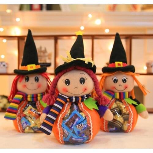 Lovely Candy Bag Transparent Belly Multi-color Zipper Design Halloween Witch Doll Candy Pouch for Home Candy Storage Pouch