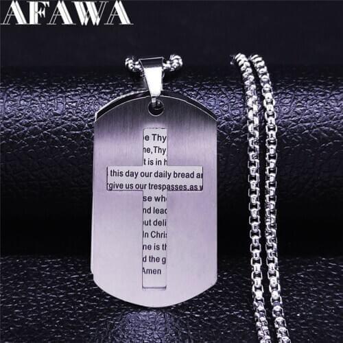 2021 Christian Bible Cross Stainless Steel Necklace Silver Color Men/Women Multilayer Jewelry joyeria acero inoxidable NXH41S02