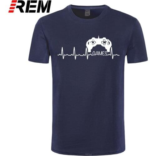 Summer Men Funny Gamer Heartbeat Video Players Computer T Shirt Short Sleeve Cotton T-shirt Tops Tee Camiseta Brand Clothing