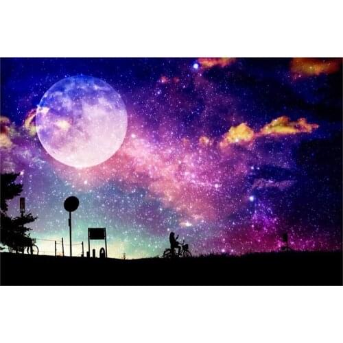 Round Diamond Full Diamond Diamond Painting Set Living Room Dining Room Decorative Painting Mural Starry Sky Bike