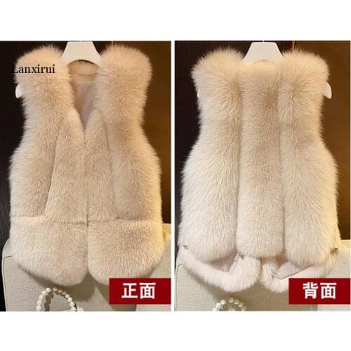 New Arrivals Fake Fox Fur Gilets Winter Short Vest Womens Fashion Waistcoat Thick Warm Fluffy Fur Sleeveless Coats