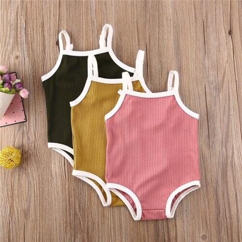 New Baby Girl Romper Jumpsuit One Piece Sleeveless Cotton Soft Playsuit Sunsuit Outfit Infant Boy Girl Summer Clothes 0-24M