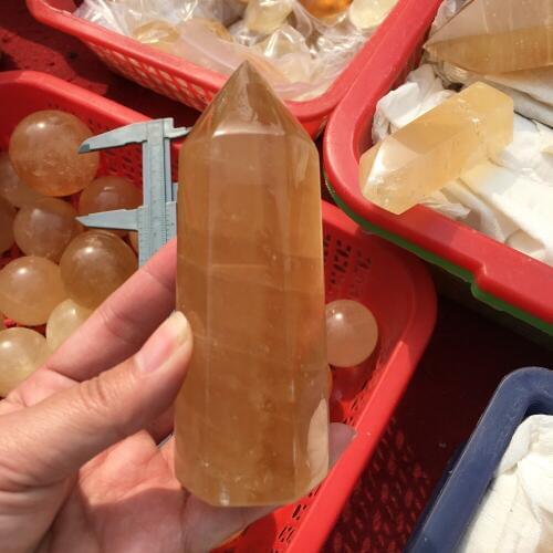 Orange calcite wand point iceland crystal tower crystal points yellow calcite citrine crystal stone