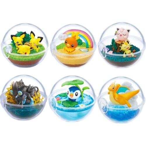 Genuine Pokemon Action Figure Gashapon Model Toys Pikachu Torchic Jigglypuff Meowth Dragonite Piplup Luxray Cute Elf Ball Gifts