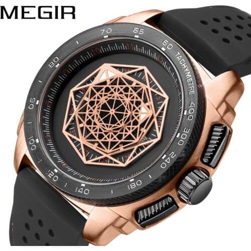 MEGIR RUIMAS Original Fashion Sport Quartz Luxury Top Brand Silicone Mens New Military Waterproof Date Wristwatches Male Clock