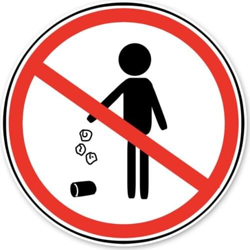 Warning Sign Decal Don't Throw Rubbish Away Car Sticker Fashion Decoration Auto Accessories Waterproof Sunscreen Decals 13*13cm