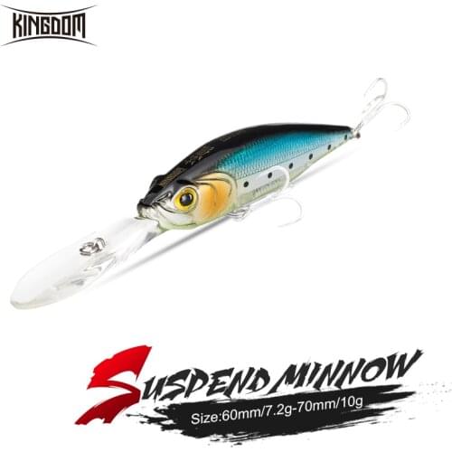 Kingdom Suspending Minnow Fishing Lure 7.2g 60mm 10g 70mm Artificial ABS Far Casting Hard Baits High Quality Noisy Wobbler Baits