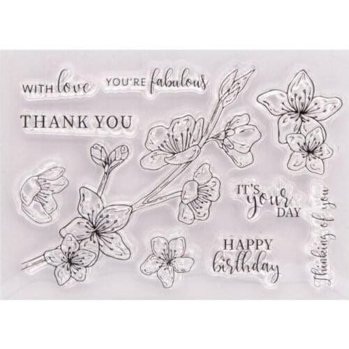 E7CB Branches Orchid Clear Stamps for Card Making Decoration and DIY Scrapbooking Silicone Stamps for Handmade Crafts Multi