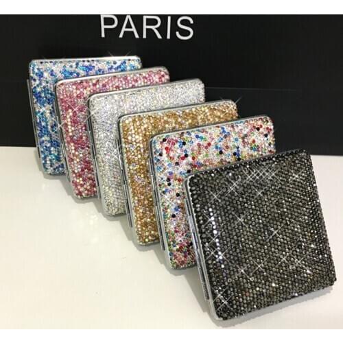 Luxury personal creative diamond ladies cigarette case ultra-thin stainless steel portable cigarette case no gas lighter