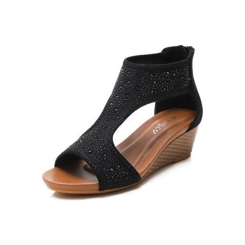 TIMETANG 2021Summer Fashion Mesh Surface Female Gladiator Sandals Wedges Platform Open Toe High Heels Sandals Swing ShoesE665