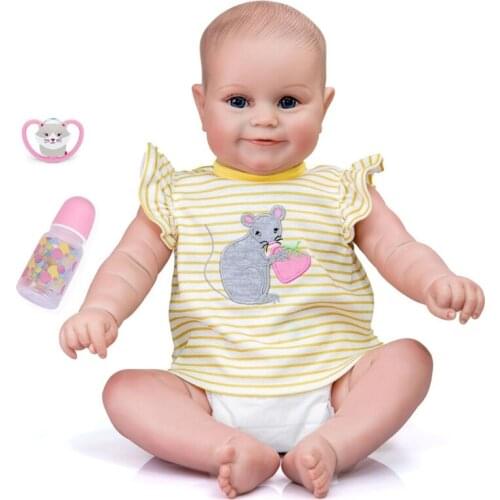 49cm Silicone Realistic Doll Opened Eyes Soft Vinyl Baby Cute Newborn Toy with Pacifier