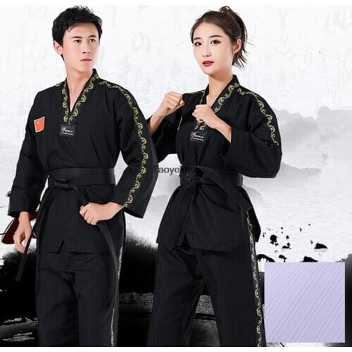 Taoyekma Professional Black Taewkondo Trainning Clothing Adult Children Taekwondo uniform Male Female WTF Competition suit