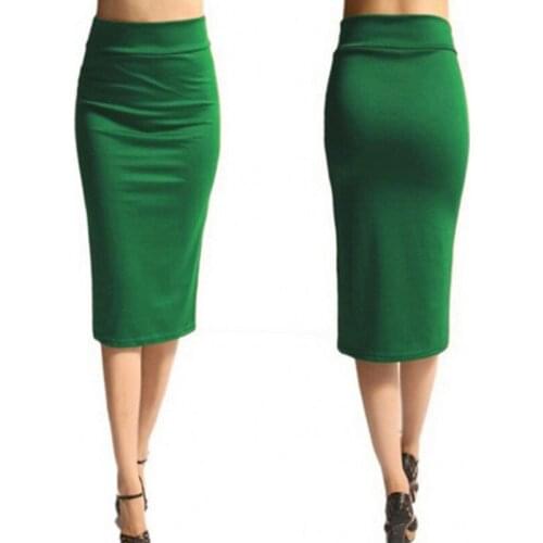 Hot sale Women Pencil Skirt New Ladies Office Stretch Bodycon Midi Skirt Female High Waist Mid-Calf Jersey Skirts Puls Size XL