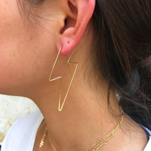 Original Lighting Wire Hoop Earrings For Women 2020 Handmade Gold Copper Line Geometric Korean Earrings Girls Femme Bijoux
