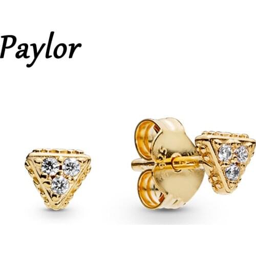 Paylor 2020 Gold Color Cubic Zircon Triangle Stud Earrings For Women Engagement Gifts brincos Dropshipping
