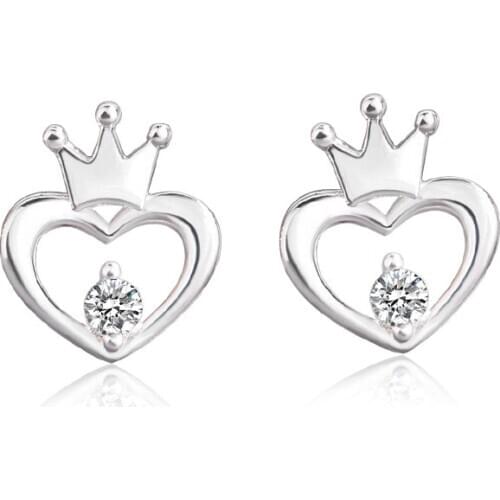 Fashion Prevent Allergy Crown Heart Shape Stud Earrings for Women Party Earrings Jewelry Accessories Brincos pendientes A134