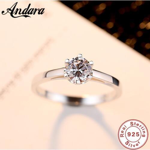 100% Pure Natural 925 Sterling Silver Ladies Ring Luxury Cubic Zirconia Fashion Wedding Ring