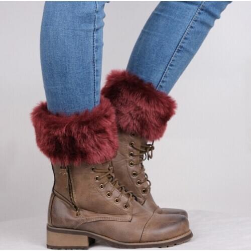 1 Pair High Quality New Women Winter Leg Warmers Lady Crochet Knit Fur Trim Leg Boot Socks Toppers Cuffs