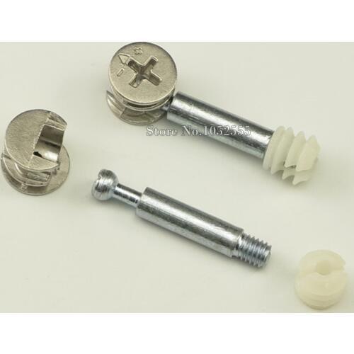 100Set 3 in 1 Furniture Connecting Fittings Furniture Connector Cam Fitting Eccentric Wheel with Dowel and Pre-inserted Nut K220
