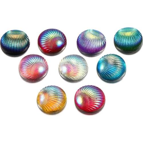 20pcs/lot AB stained glass patch resin imitations shell bottom ring 10mm half beads Diy Jewelry accessories